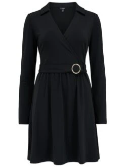 Pour Moi Bria Belted Slinky Stretch Dress - Black -RIVE IS Clothing Shop 10EP5 SQ5 0000000004 BLACK MDd1