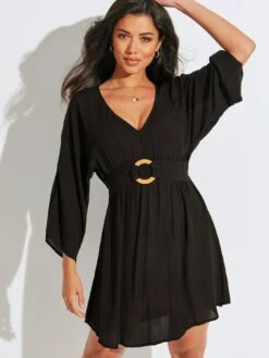 Pour Moi Crinkle O Ring Cover Up - Black