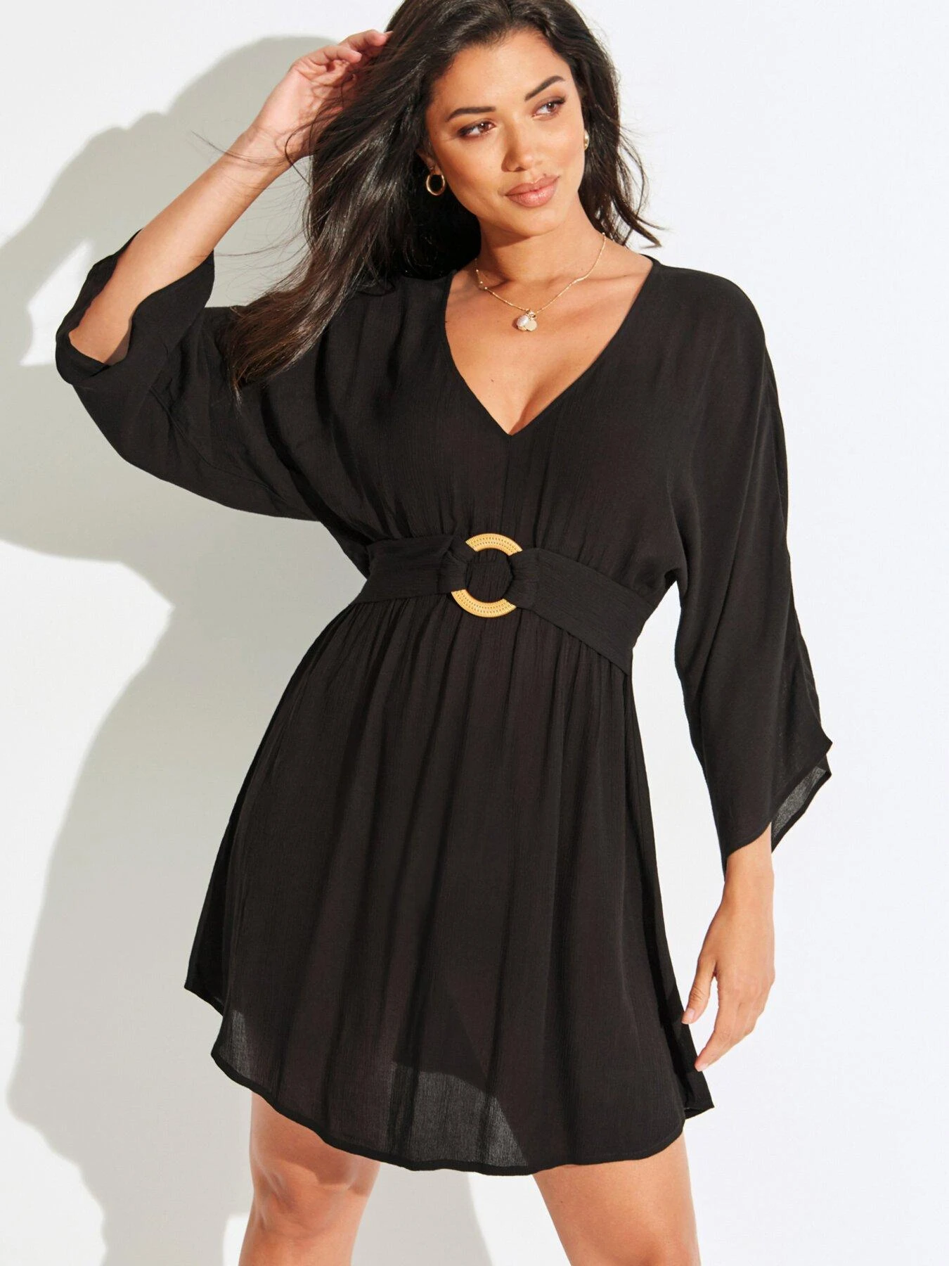 Pour Moi Crinkle O Ring Cover Up - Black 4 Pour Moi Crinkle O Ring Cover Up - Black - Image 2