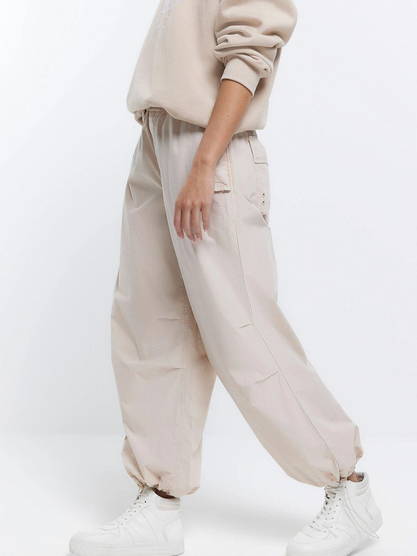 River Island Low Rise Parachute Trousers - Cream 6 River Island Low Rise Parachute Trousers - Cream - Image 4