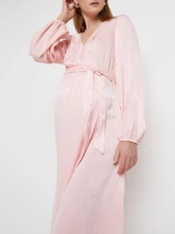 River Island Satin Maternity Wrap Midi Dress - Pink 7 River Island Satin Maternity Wrap Midi Dress - Pink -RIVE IS Clothing Shop 10ZC7 SQ4 0000000063 PINK MDd