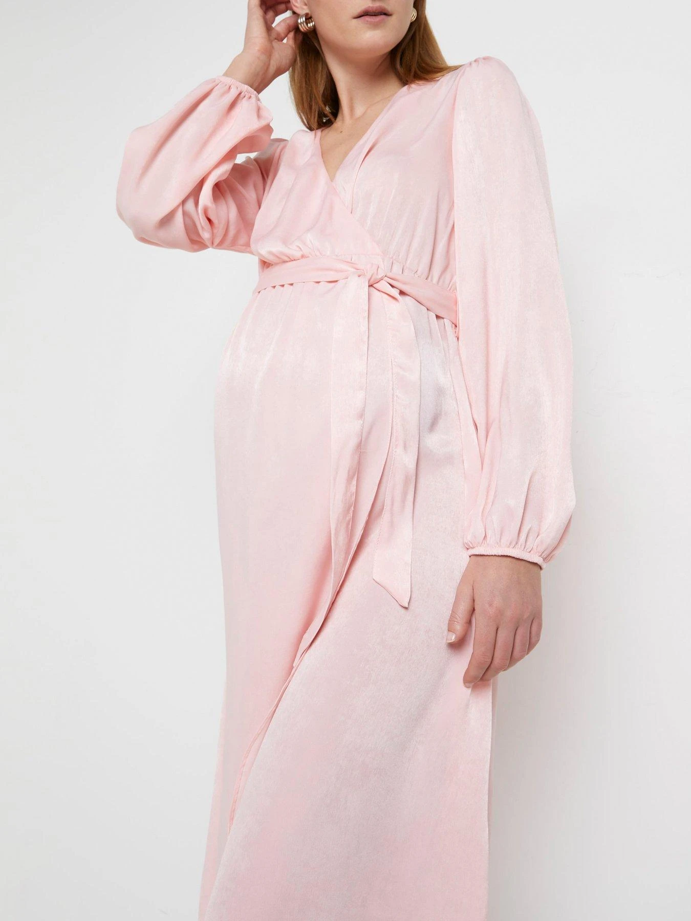 River Island Satin Maternity Wrap Midi Dress - Pink 5 River Island Satin Maternity Wrap Midi Dress - Pink - Image 3