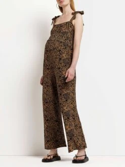River Island Maternity Animal Print Shirred Jumpsuit