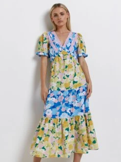 River Island Petite Mixed Floral Tiered Maxi Dress 9 River Island Petite Mixed Floral Tiered Maxi Dress -RIVE IS Clothing Shop 10ZEP SQ3 0000000076 YELLOW MDo