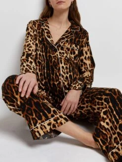 River Island Leopard Print Maternity Pyjama Shirt -RIVE IS Clothing Shop 10ZGA SQ3 0000000143 BROWN MDo