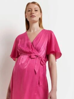 River Island Maternity Satin Wrap Midi Dress - Pink -RIVE IS Clothing Shop 10ZH7 SQ4 0000000063 PINK MDd