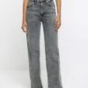 River Island High Waist Straight Jeans - Grey -RIVE IS Clothing Shop 112F8 SQ1 0000000005 GREY MDf