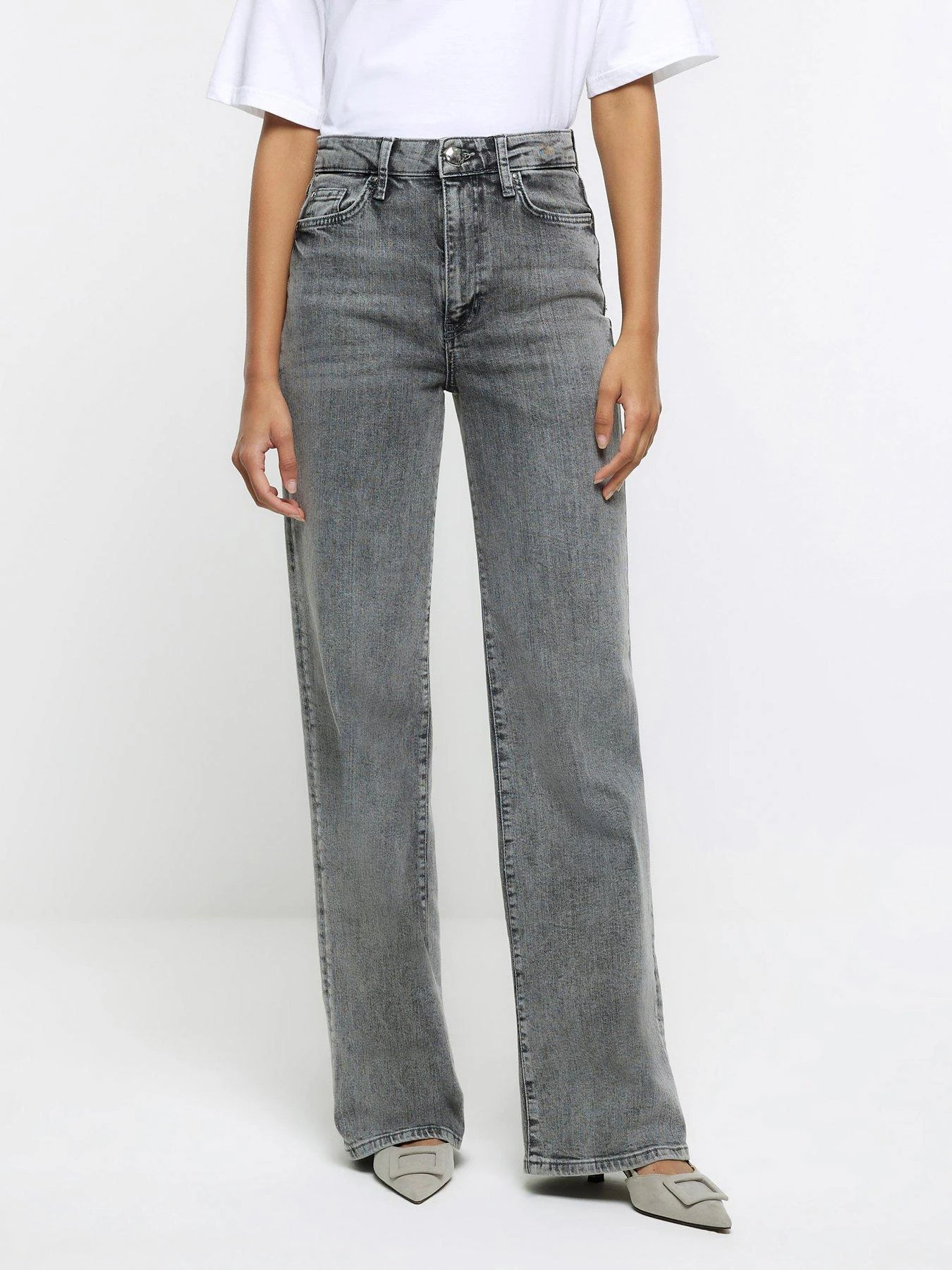 River Island High Waist Straight Jeans - Grey 3 River Island High Waist Straight Jeans - Grey