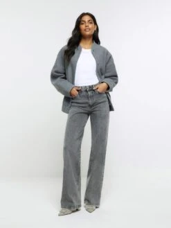 River Island High Waist Straight Jeans - Grey 9 River Island High Waist Straight Jeans - Grey -RIVE IS Clothing Shop 112F8 SQ3 0000000005 GREY MDo