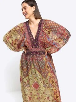 River Island Plus Paisley Smock Maxi Dress -RIVE IS Clothing Shop 112GJ SQ4 0000000063 PINK MDd