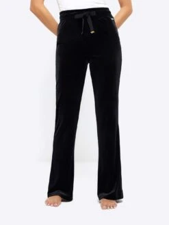 River Island Velour Joggers - Black