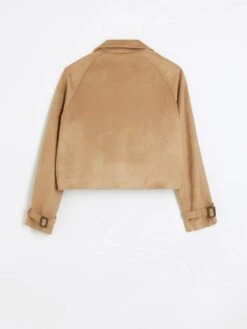 River Island Faux Suede Crop Trench Jacket -RIVE IS Clothing Shop 112UL SQ5 0000000143 BROWN MDd1