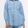 River Island Oversized Denim Shirt -RIVE IS Clothing Shop 1133M SQ1 0000000020 BLUE MDf