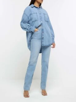 River Island Oversized Denim Shirt -RIVE IS Clothing Shop 1133M SQ3 0000000020 BLUE MDo