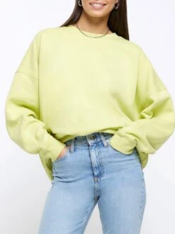 River Island Green Oversized Sweatshirt
