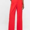 River Island Pleated Wide Leg Trousers - Red