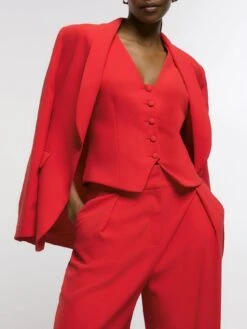 River Island Pleated Wide Leg Trousers - Red 10 River Island Pleated Wide Leg Trousers - Red -RIVE IS Clothing Shop 113D3 SQ4 0000000017 RED MDd