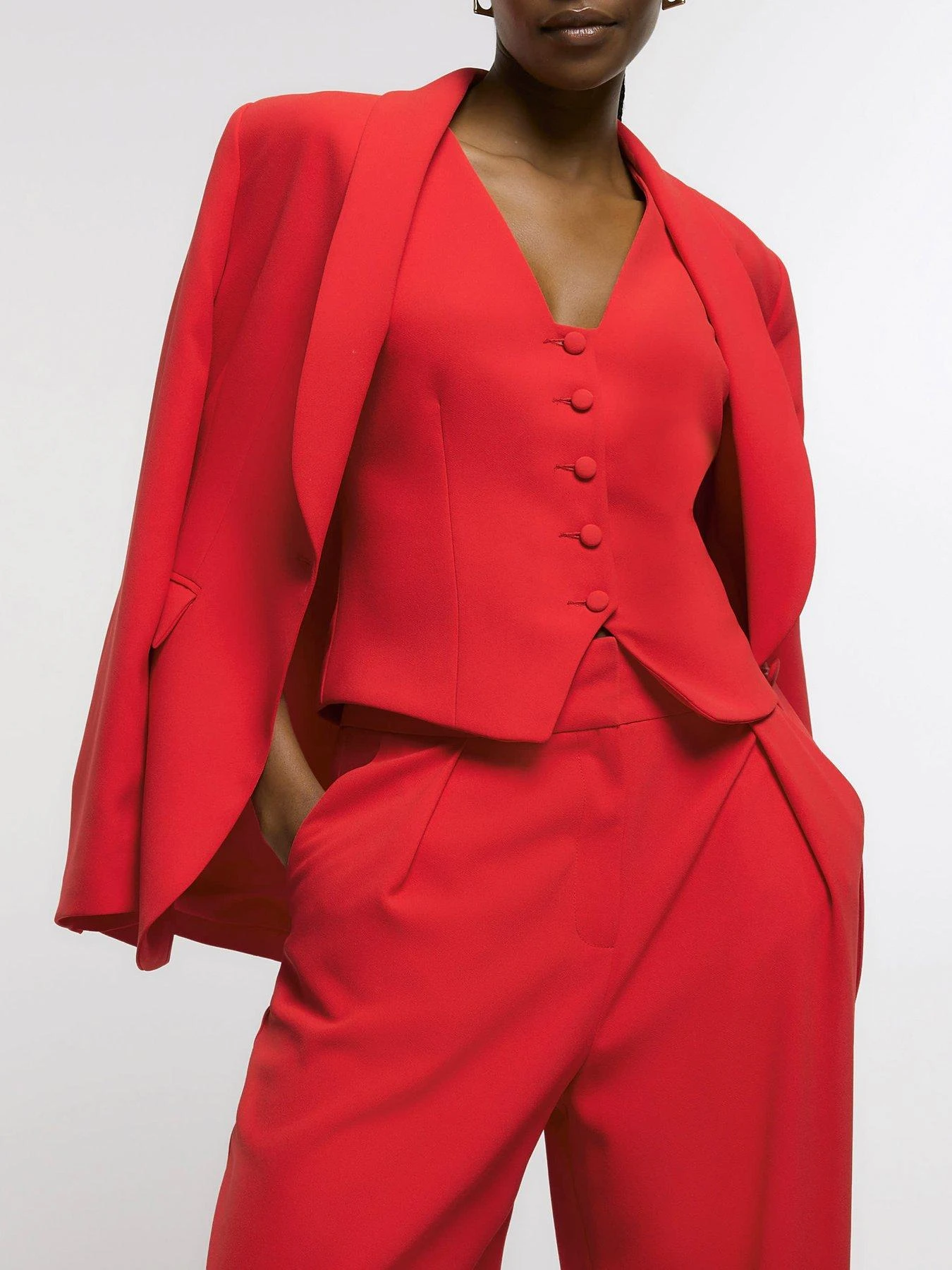 River Island Pleated Wide Leg Trousers - Red 6 River Island Pleated Wide Leg Trousers - Red - Image 4