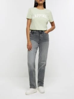 River Island Graphic T-Shirt - Green -RIVE IS Clothing Shop 113HM SQ3 0000000047 GREEN MDo