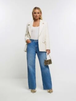 River Island Petite Boucle Blazer 9 River Island Petite Boucle Blazer -RIVE IS Clothing Shop 113R1 SQ3 0000000067 CREAM MDo