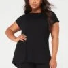 V By Very Curve Short Sleeve Batwing Viscose T-Shirt  - Black