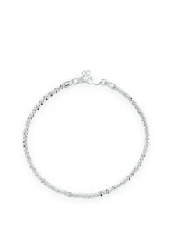 Beaverbrooks Crafted Silver Sparkle Twist Single Anklet, With Delicate Chain