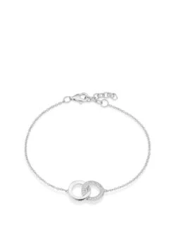 Beaverbrooks Silver Cubic Zirconia Double Circle Bracelet