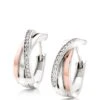 Beaverbrooks Silver And Rose Gold Plated Crossover Earrings