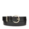 Accessorize Round Buckle Leather Jeans Belt - Black