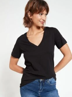 Everyday Essential 2 Pack Basic V Neck T-Shirts - Black/White 11 Everyday Essential 2 Pack Basic V Neck T-Shirts - Black/White -RIVE IS Clothing Shop QQ39N SQ5 0000000019 BLACK WHITE MDd