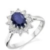 Beaverbrooks 9ct White Gold Blue Cubic Zirconia Cluster Ring