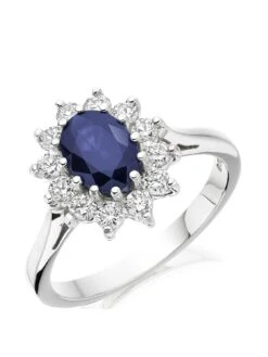 Beaverbrooks 9ct White Gold Blue Cubic Zirconia Cluster Ring