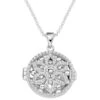 Beaverbrooks Silver Cubic Zirconia Flower Locket Pendant