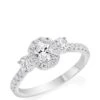Beaverbrooks Platinum Diamond Oval Cut Halo Three Stone Engagement Ring