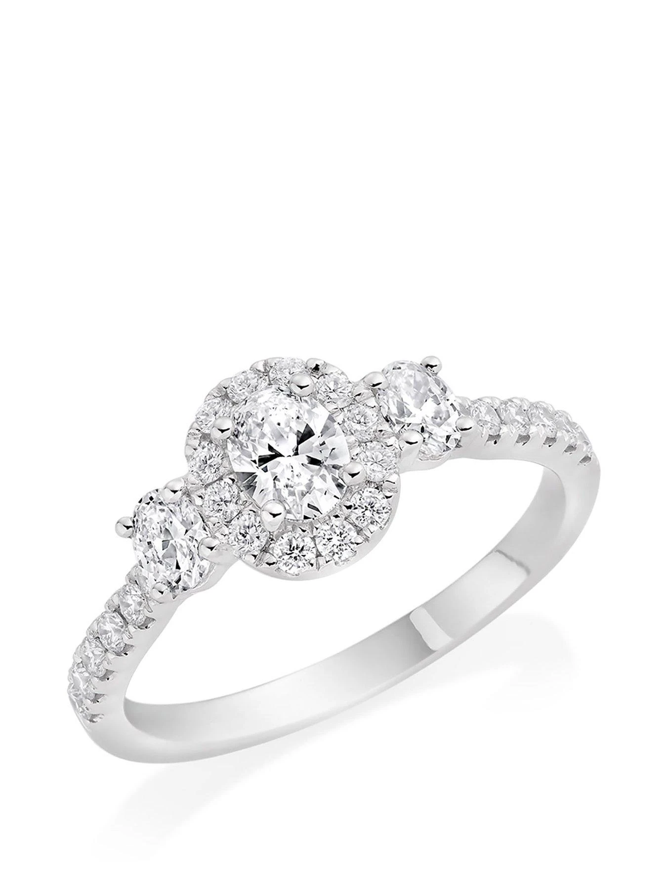 Beaverbrooks Platinum Diamond Oval Cut Halo Three Stone Engagement Ring 3 Beaverbrooks Platinum Diamond Oval Cut Halo Three Stone Engagement Ring