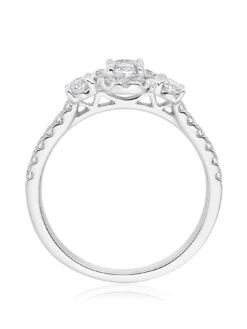 Beaverbrooks Platinum Diamond Oval Cut Halo Three Stone Engagement Ring 8 Beaverbrooks Platinum Diamond Oval Cut Halo Three Stone Engagement Ring -RIVE IS Clothing Shop T44T3 SQ3 0000000035 SILVER SLs