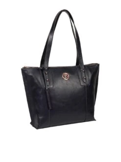 Pure Luxuries London Goya Leather Zip Top Tote Bag - Navy -RIVE IS Clothing Shop TAFWT SQ3 0000000048 NAVY SLa