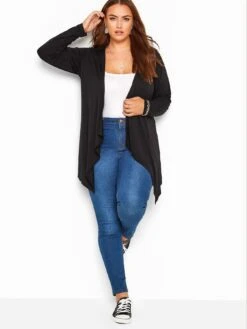 Yours Waterfall Cardigan - Black -RIVE IS Clothing Shop TQGRV SQ3 0000000004 BLACK MDo