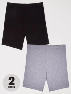 V By Very Curve 2 Pack Cycling Shorts - Black/Grey