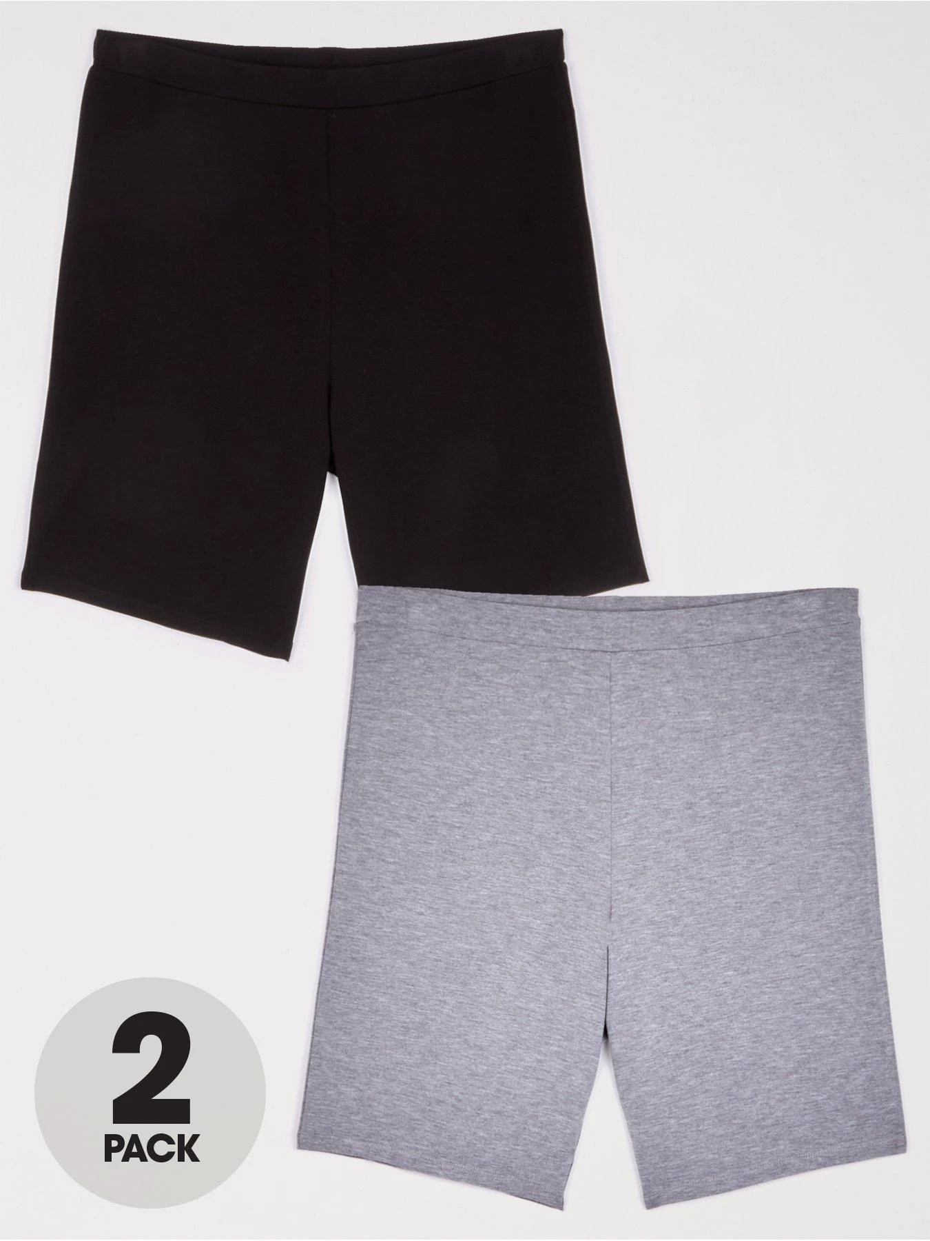 V By Very Curve 2 Pack Cycling Shorts - Black/Grey 3 V By Very Curve 2 Pack Cycling Shorts - Black/Grey