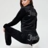 Juicy Couture Juicy Diamante Back Velour Track Top - Black