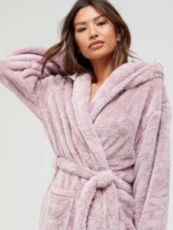 V By Very Longline Hooded Dressing Gown - Heather -RIVE IS Clothing Shop UCDDN SQ4 0000000191 HEATHER MDd