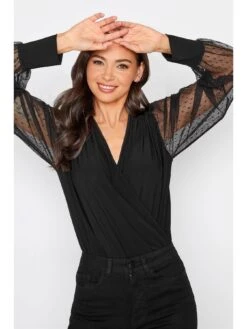 Long Tall Sally Spot Mesh Sleeve Bodysuit - Black -RIVE IS Clothing Shop UJUPU SQ4 0000000004 BLACK MDd
