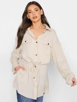 Long Tall Sally Twill Utility Jacket - Natural
