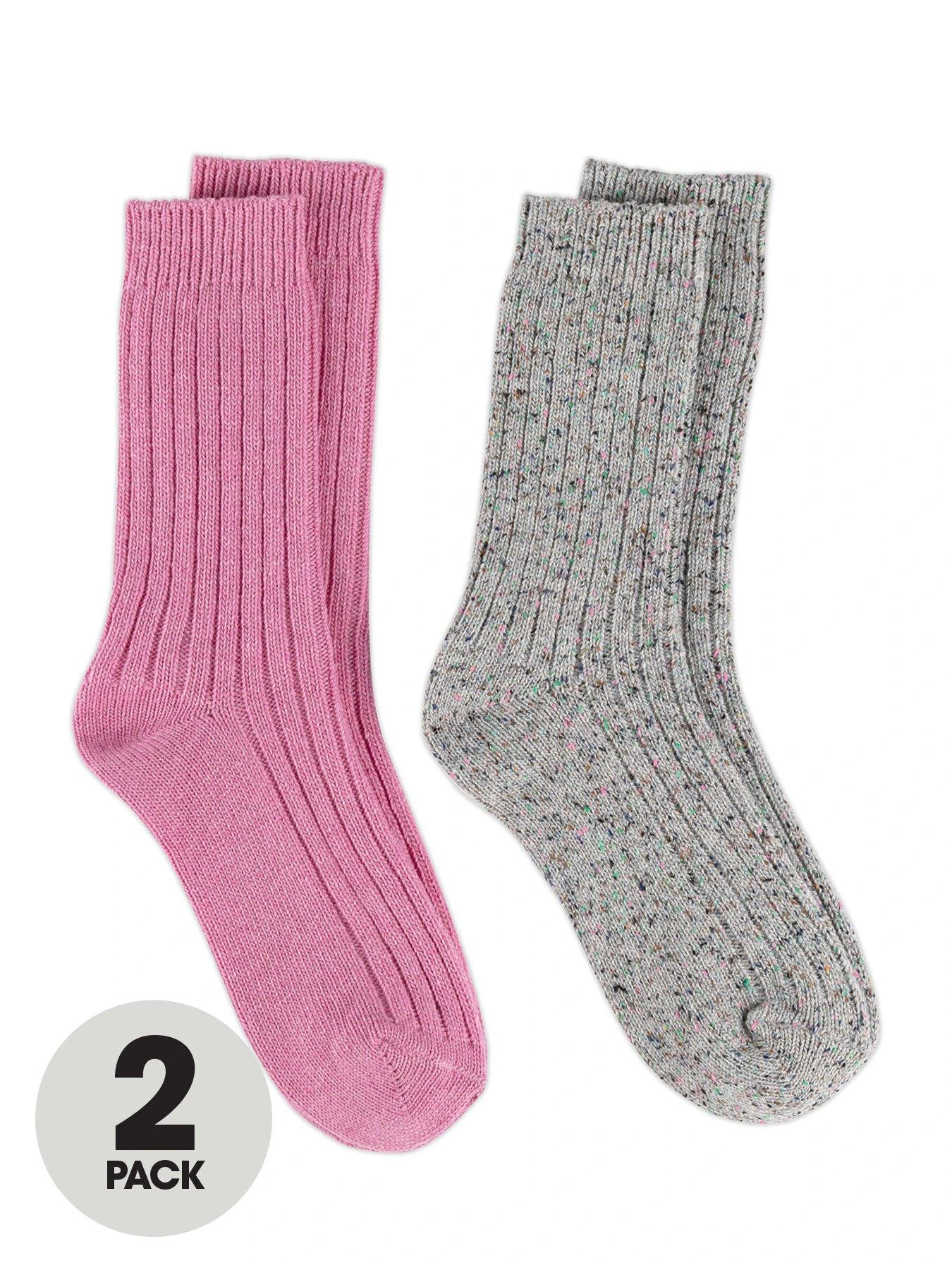 TOTES 2pk Ladies Wool Blend Socks - Grey/Pink 3 TOTES 2pk Ladies Wool Blend Socks - Grey/Pink