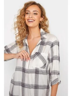 Long Tall Sally Zip Check Shirt - Ivory 9 Long Tall Sally Zip Check Shirt - Ivory -RIVE IS Clothing Shop UQ2D9 SQ4 0000000168 IVORY MDd