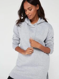 Everyday Essential Longline Hoodie With Side Splits - Grey -RIVE IS Clothing Shop UWSQ7 SQ4 0000000347 PETROL BLUE MDd