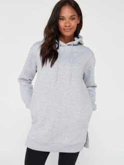 Everyday Essential Longline Hoodie With Side Splits - Grey -RIVE IS Clothing Shop UWSQ7 SQ6 0000000347 PETROL BLUE MDd2