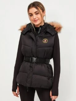 Zavetti Canada Okawa Belted Padded Gilet - Black