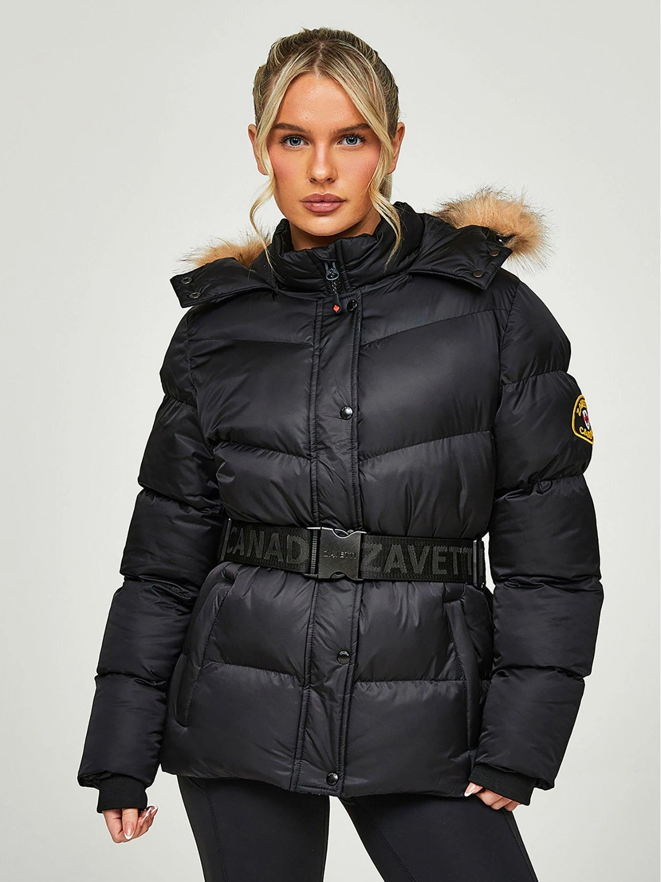 Zavetti Canada Okawa Belted Padded Jacket - Black 3 Zavetti Canada Okawa Belted Padded Jacket - Black